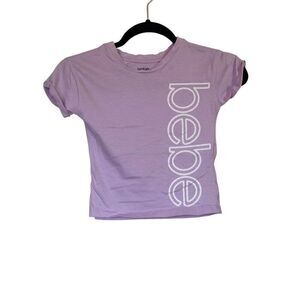Girls bebe Logo Short Sleeved Graphic Tee Lavender Sz Small 7/8